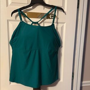 Kona Sol Teal Strappy Tankini Swim Top; size: 3X. NWOT